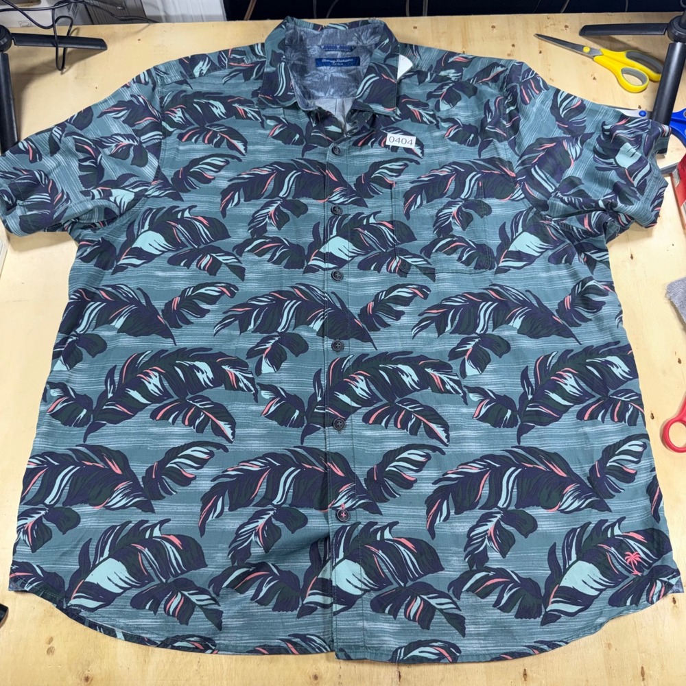 Tommy Bahama Tortola Mens XXL Tropical Leaf Print Short Sleeve Button Shirt